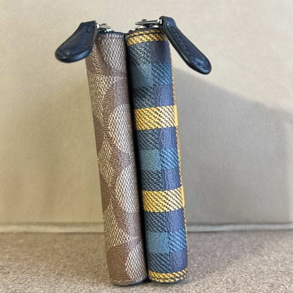 SOLD Coach Plaid & Monogram Double Zip Compact Wallet - Picture 4 of 8